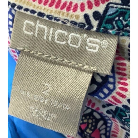 NEW Chicos Medallion Print Midi Shirt Dress 2 (12 / 14) Pink Blue Multi NWOT - Picture 5 of 8